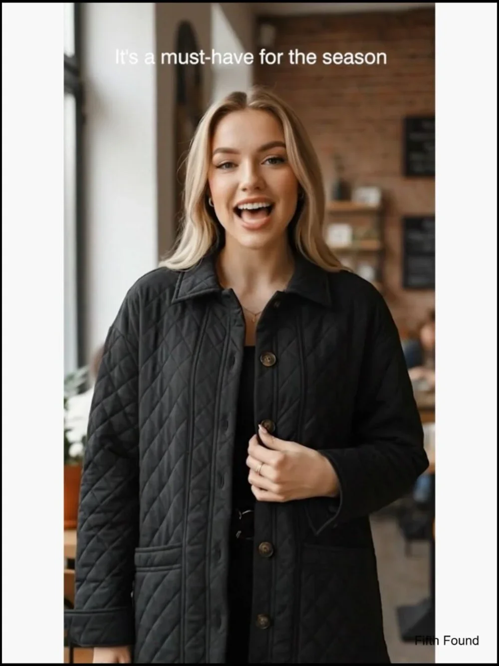 Quilted Button Down Long Sleeve Jacket with Pockets - Picture 6 of 7